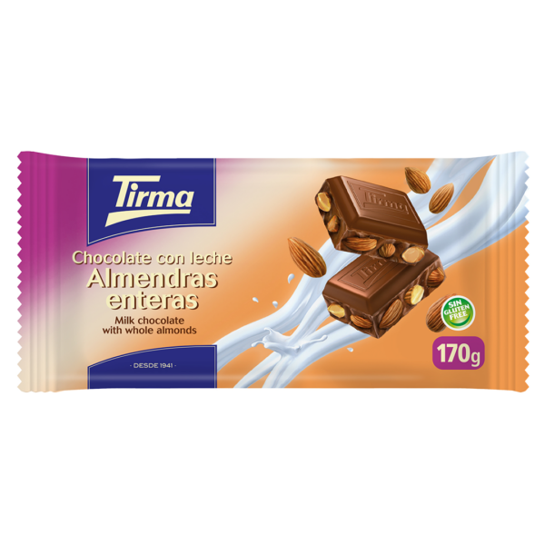 Chocolate con Leche y Almendras Enteras Tableta 170 gr.Tirma